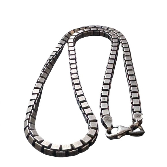 Heavy Sterling Silver Box Chain Necklace 925 Italy – 61.8g – Thick Square Link